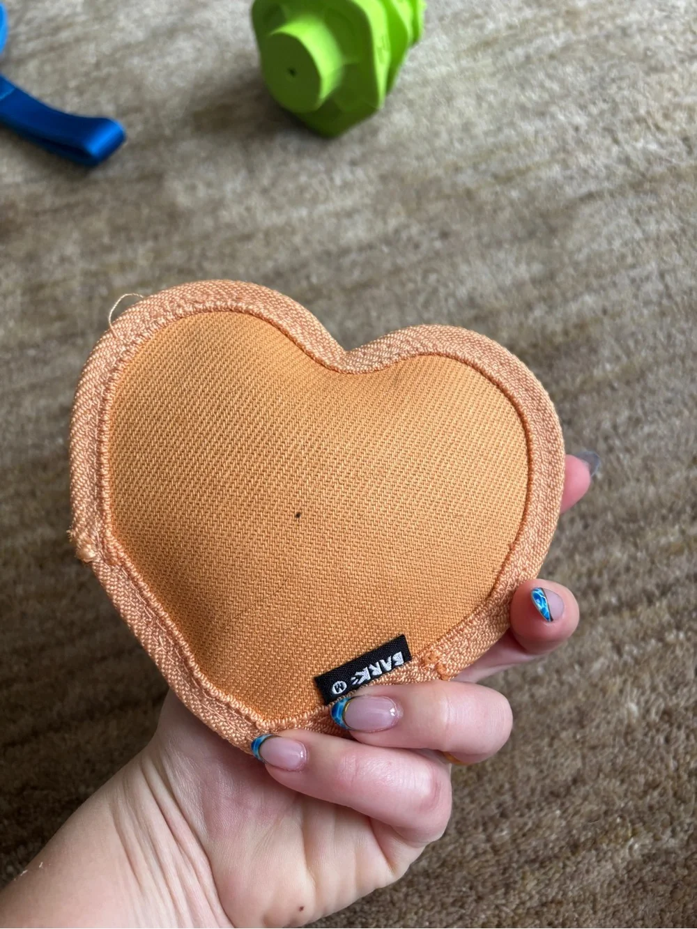 Heart-Shaped 'Yours Chewly' Patch - Peach and Yellow